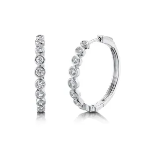 0.89ctw Diamond Bezel Hoop Earring