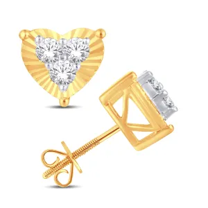 10 Karat Yellow Gold 0.25 Carat Diamond Heart Earrings