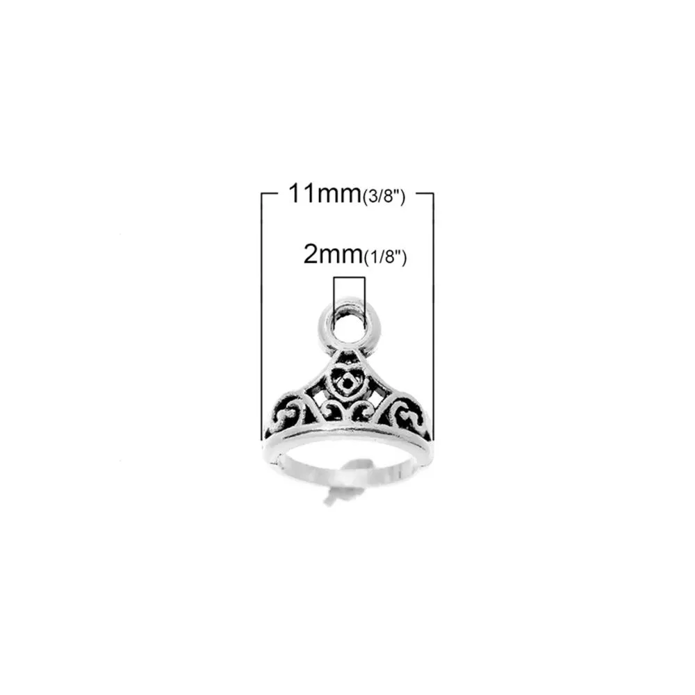 10 Pcs Tibetan Silver CROWN HOLLOW CARVED 3D 11mm x 10mm Charms Pendants, Lead & Nickel Free Metal Charms Pendants Beads