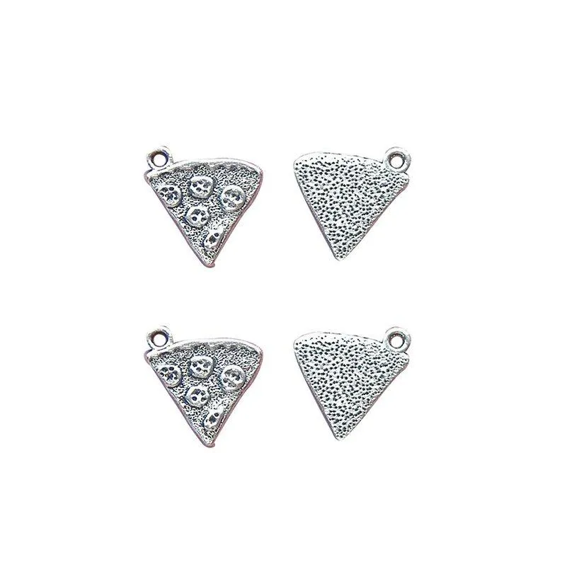 10 Pcs Tibetan Silver Pizza Slice Italian Food 22X20mm 3D Charms Pendants