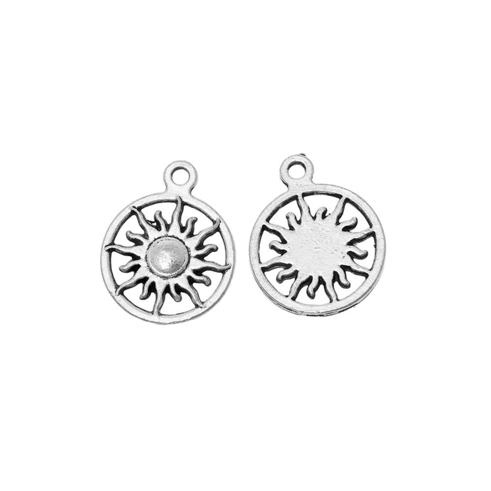 10 Pcs Tibetan Silver SUN CARVED HOLLOW 20mm x 16mm Charms Pendants, Lead & Nickel Free Metal Charms Pendants Beads