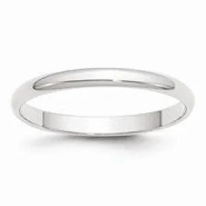 10k White Gold 2.5mm Lightweight Half Round Wedding Band Ring