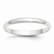 10k White Gold 2.5mm Lightweight Half Round Wedding Band Ring