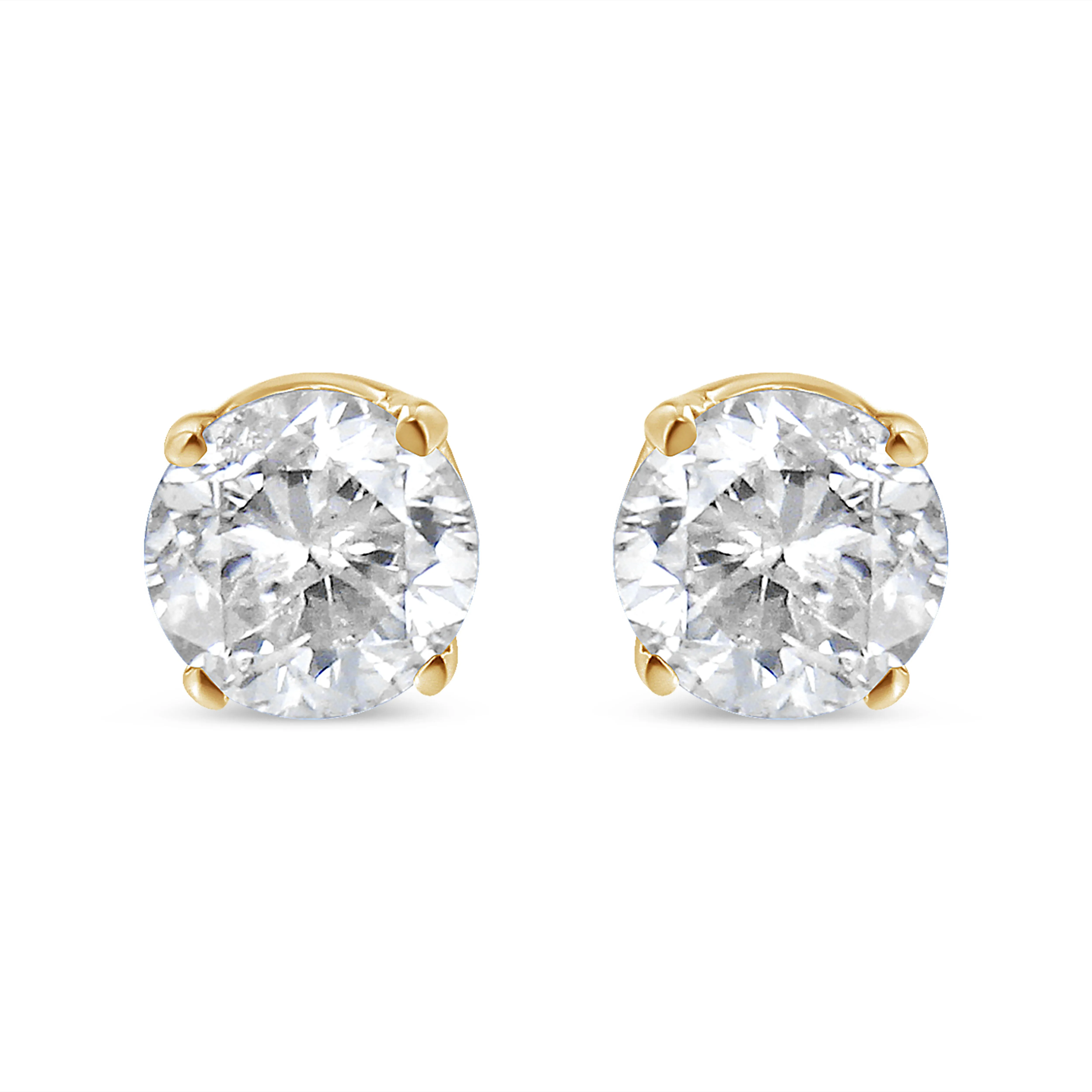 10K Yellow Gold 1/6 Cttw Round Brilliant-Cut Near Colorless Diamond Classic 4-Prong Stud Earrings