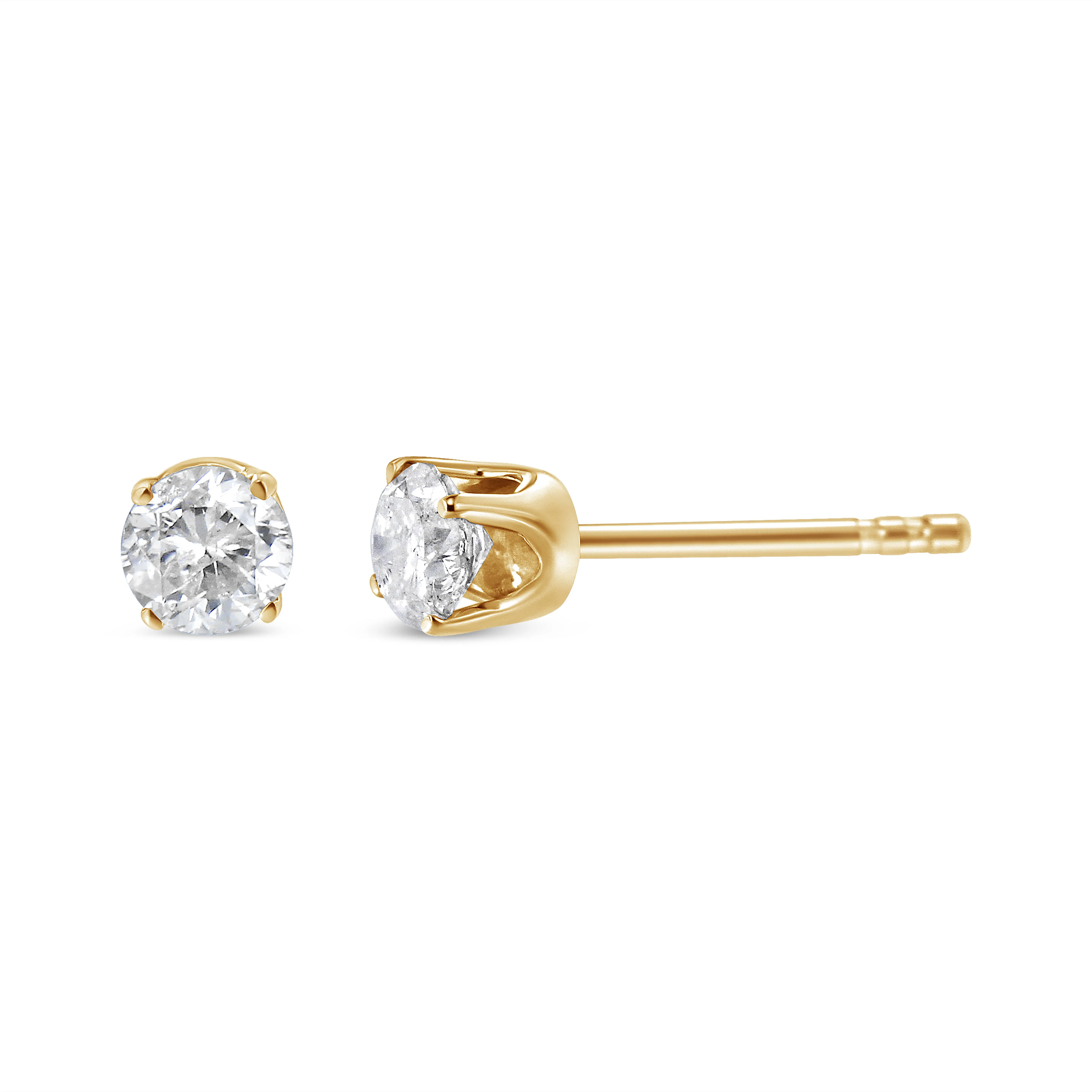 10K Yellow Gold 1/6 Cttw Round Brilliant-Cut Near Colorless Diamond Classic 4-Prong Stud Earrings