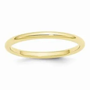 10k Yellow Gold 2mm Standard Comfort Fit Wedding Band Ring