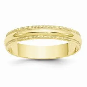 10k Yellow Gold 4mm Lightweight Milgrain Half Round Wedding Band Ring