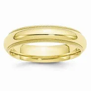 10k Yellow Gold 5mm Milgrain Comfort Fit Wedding Band Ring