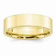 10k Yellow Gold 6mm Standard Flat Comfort Fit Wedding Band Ring