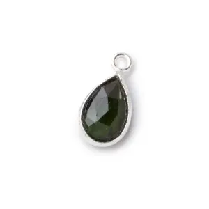 10x7mm Sterling Silver Bezel Green Tourmaline Faceted Pear 1 Pendant