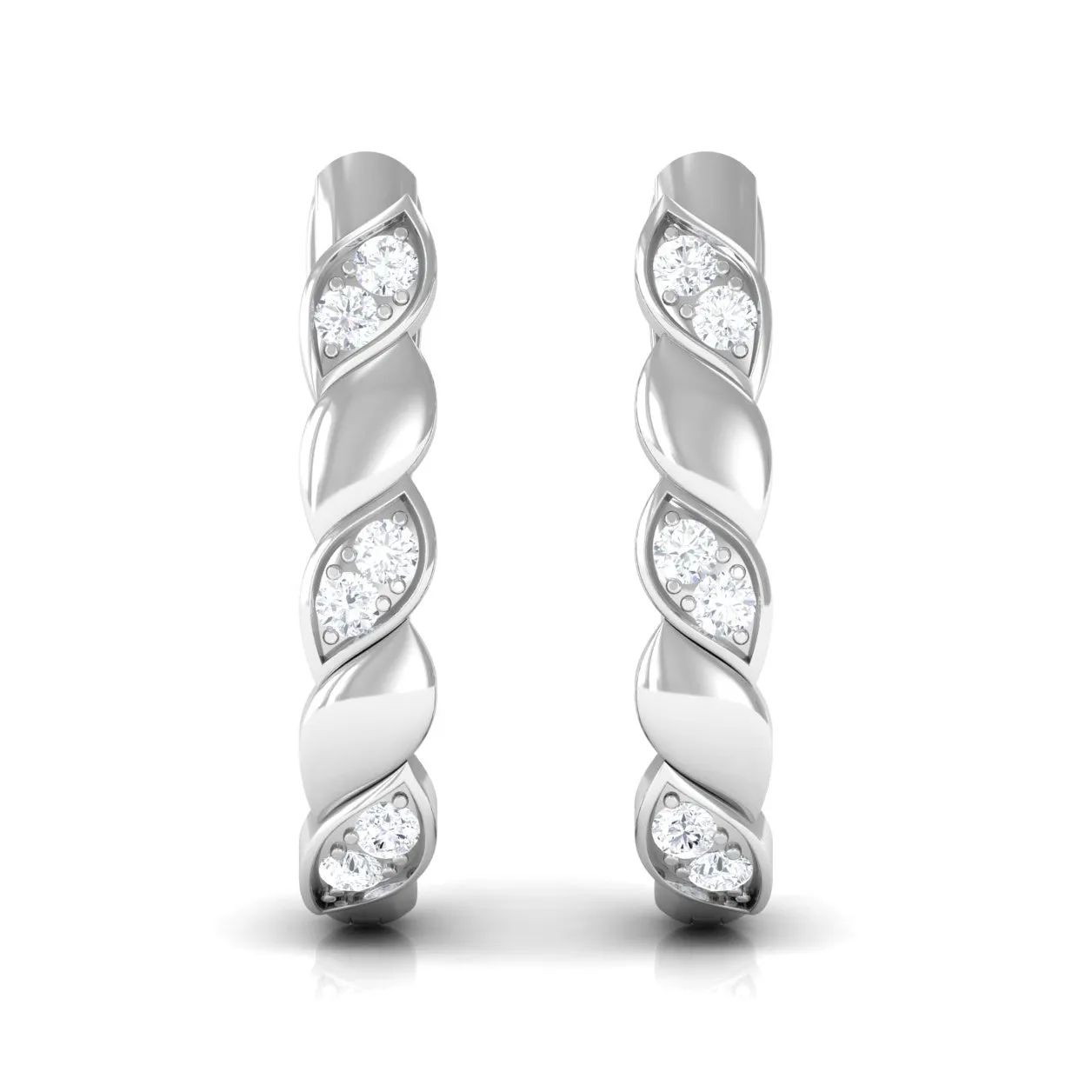 1/4 CT Natural Diamond J Hoop Earrings