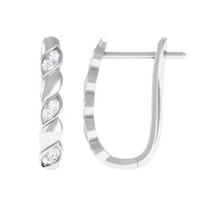 1/4 CT Natural Diamond J Hoop Earrings