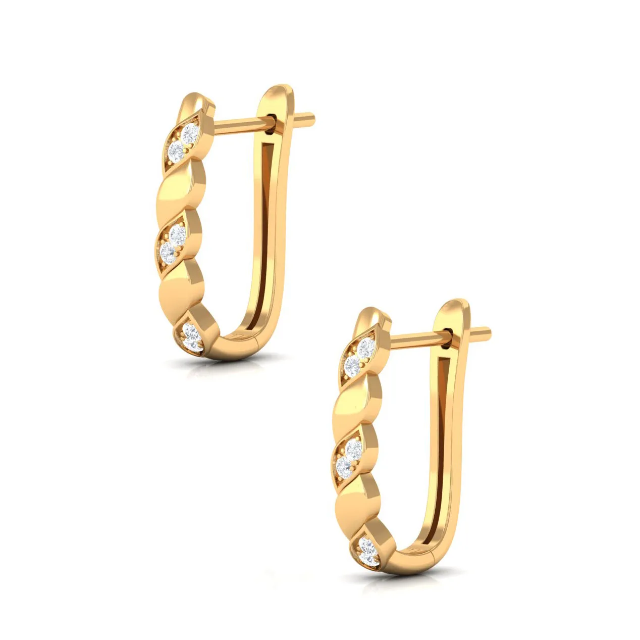 1/4 CT Natural Diamond J Hoop Earrings