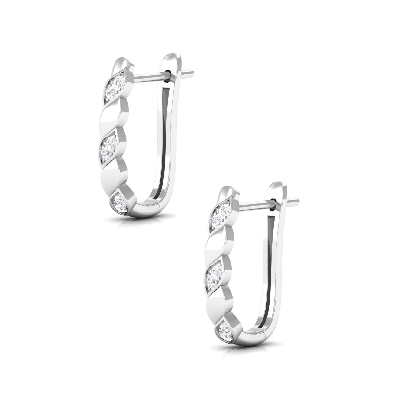 1/4 CT Natural Diamond J Hoop Earrings