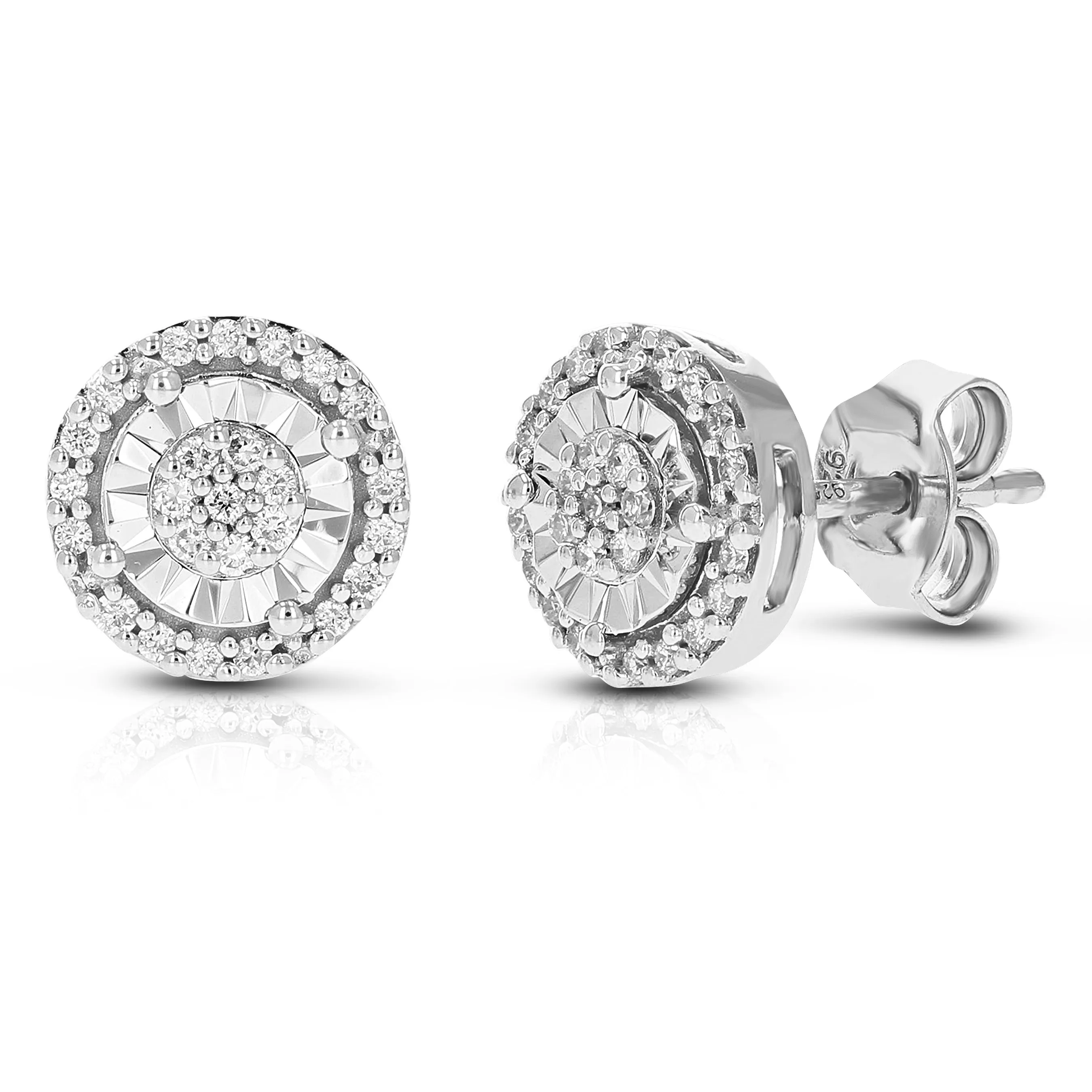 1/4 cttw 50 Stones Round Lab Grown Diamond Studs Earrings .925 Sterling Silver Prong Set Round Shape