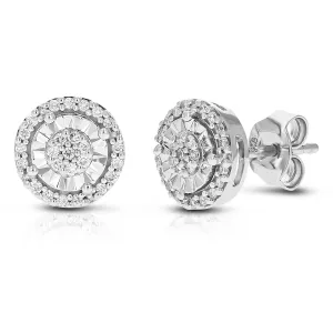 1/4 cttw 50 Stones Round Lab Grown Diamond Studs Earrings .925 Sterling Silver Prong Set Round Shape