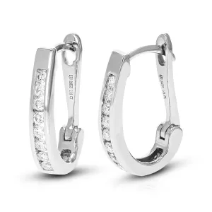 1/4 cttw Round Cut Lab Grown Diamond Hoop Earrings in .925 Sterling Silver Channel Set 2/3 Inch