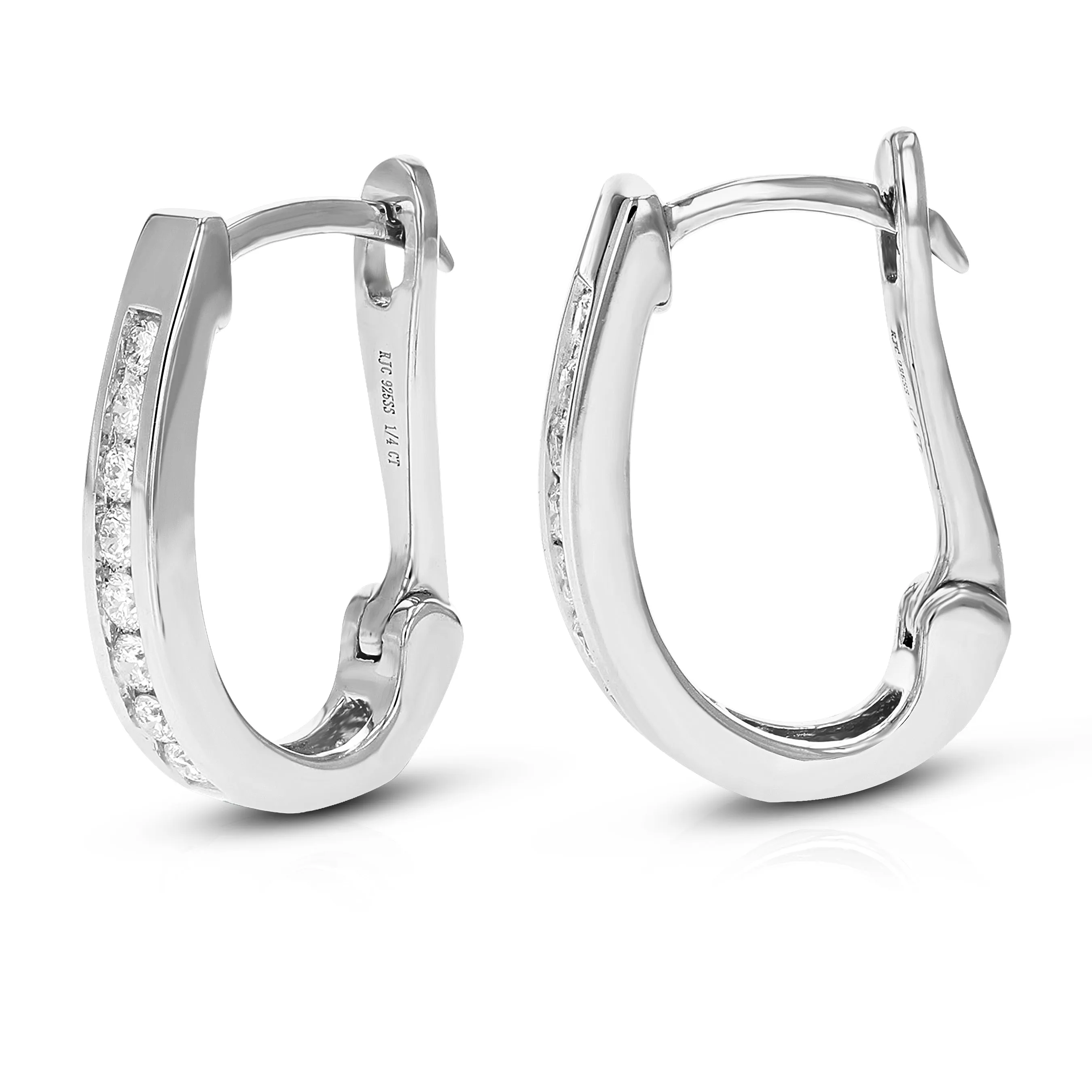 1/4 cttw Round Cut Lab Grown Diamond Hoop Earrings in .925 Sterling Silver Channel Set 2/3 Inch