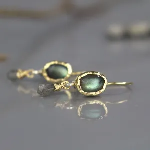 14K Gold Labradorite Drop Earrings