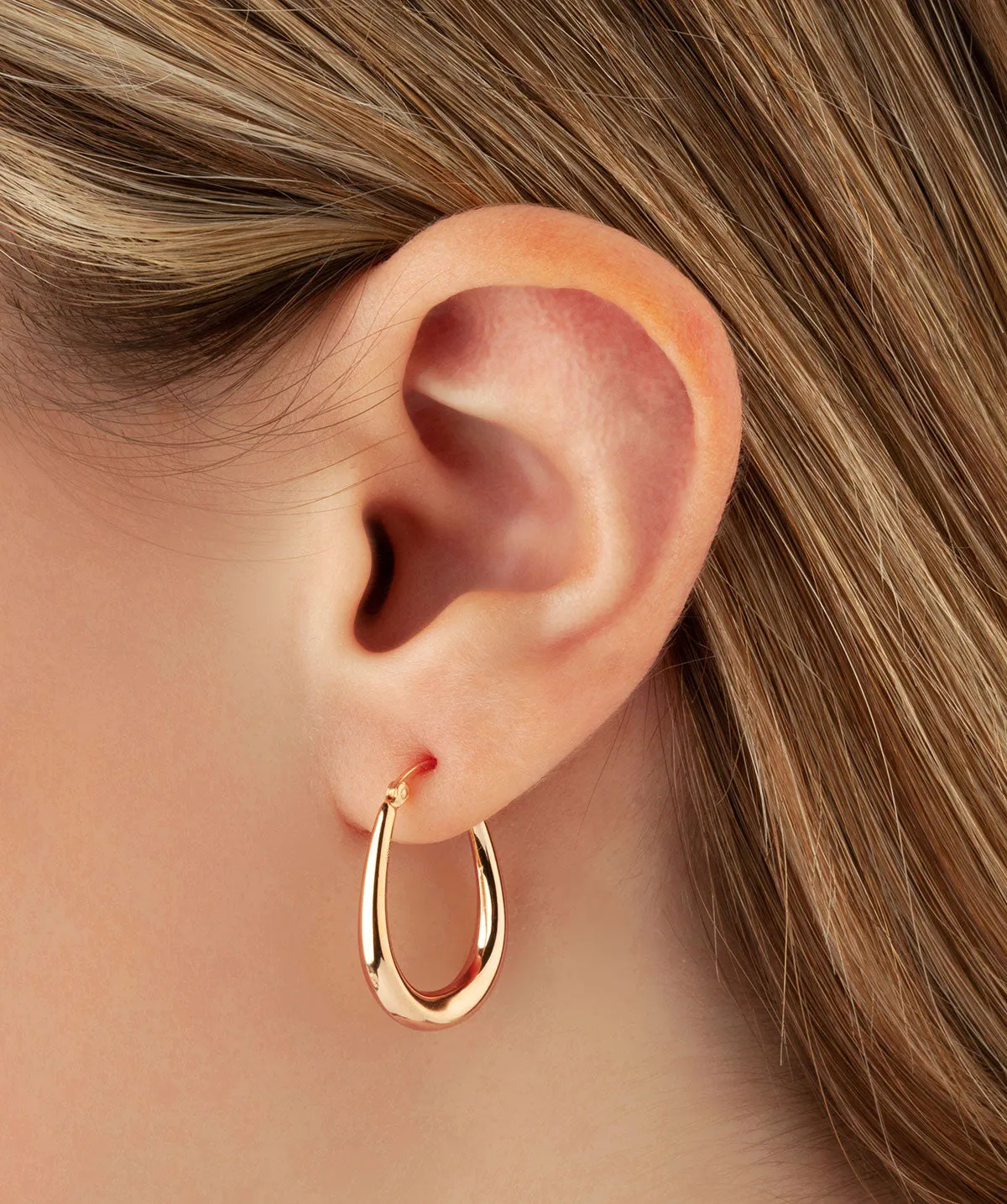 14K Rose Gold U Shaped Hoop Earrings