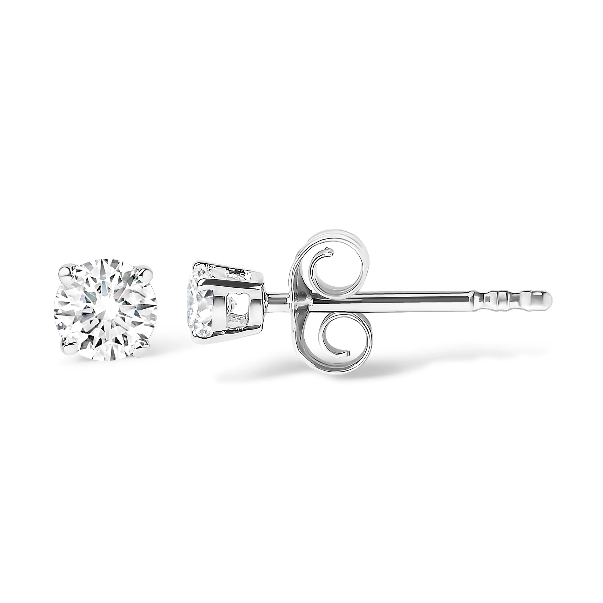 14K White Gold 1/4 Cttw Round Brilliant-Cut Near Colorless Diamond Classic 4-Prong Stud Earrings