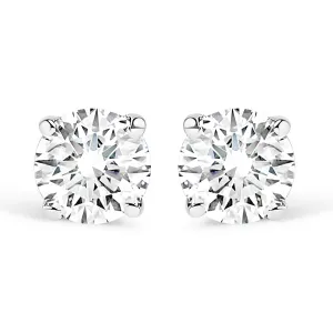 14K White Gold 1/4 Cttw Round Brilliant-Cut Near Colorless Diamond Classic 4-Prong Stud Earrings