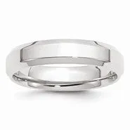 14k White Gold 5mm Bevel Edge Comfort Fit Wedding Band Ring