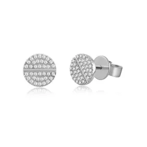 14K White Gold Diamond Screw Earrings