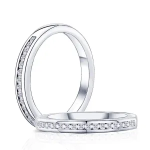 14k White Gold Moissanite Half Eternity Ring / Wedding Band 0.25ct