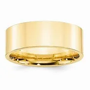 14k Yellow Gold 8mm Standard Flat Comfort Fit Wedding Band Ring