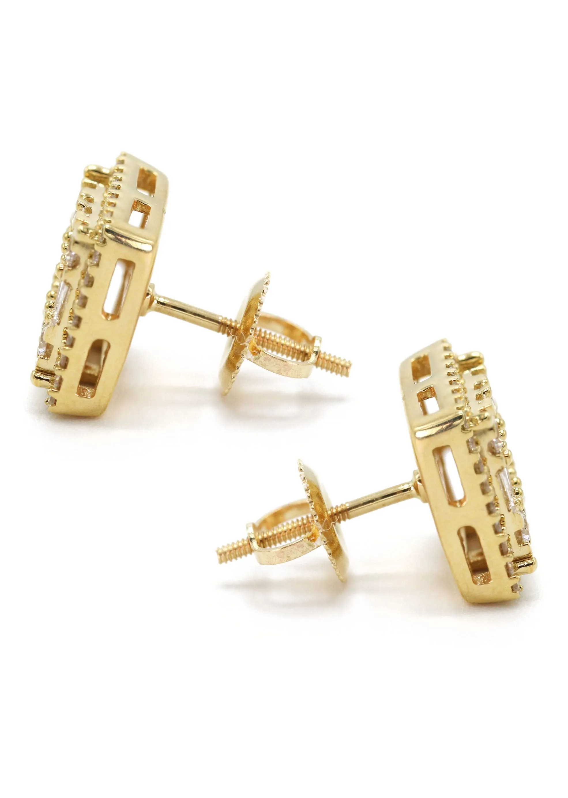 14K Yellow Gold Diamond Baguette Earrings For Men | 1.05 Carats | 4.23 Grams