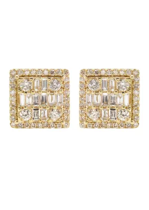 14K Yellow Gold Diamond Baguette Earrings For Men | 1.05 Carats | 4.23 Grams