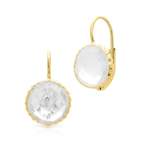 14KT Yellow Gold White Topaz Earrings