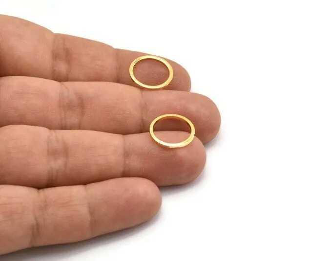 14mm Circle Connectors - 8 Gold Plated Brass Circle Connectors (14x1x1mm) Bs 1099