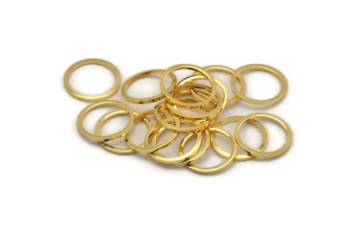 14mm Circle Connectors - 8 Gold Plated Brass Circle Connectors (14x1x1mm) Bs 1099