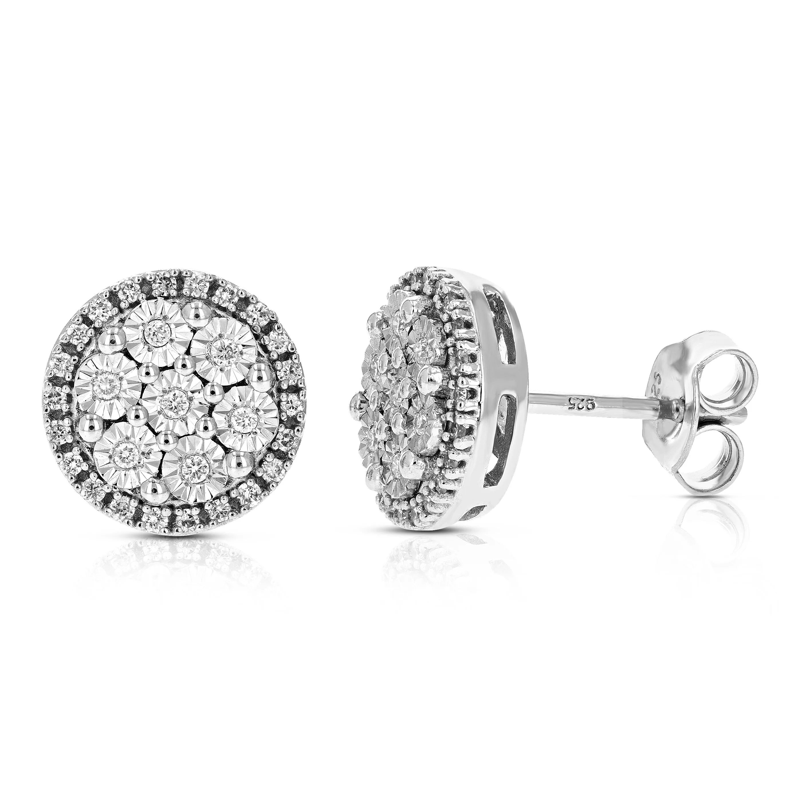 1/5 cttw Round Lab Grown Diamond Stud Earrings Beautiful Prong Set on.925 Sterling Silver