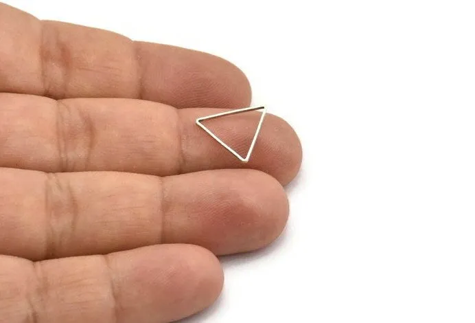 15mm Silver Triangles, 50 Antique Silver Plated Brass Triangles (15x0.8x0.4mm) BS 2347