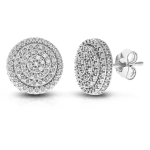 1/8 cttw 42 Stones Round Lab Grown Diamond Studs Earrings .925 Sterling Silver Prong Set Round Shape