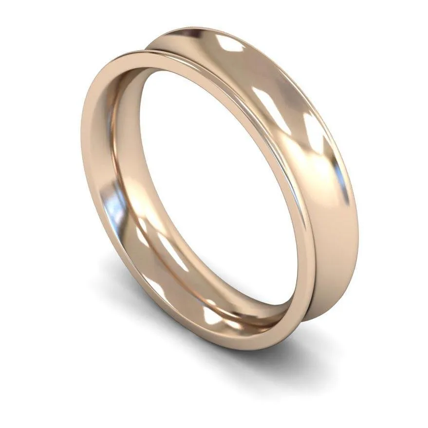 18ct Rose Gold Heavy Weight Concave 5mm Wedding Ring