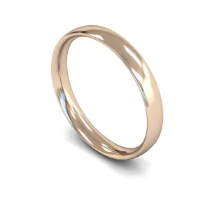 18ct Rose Gold Light Weight Traditional Court 3mm Wedding Ring