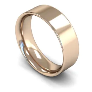 18ct Rose Gold Medium Weight Flat Court 7mm Wedding Ring