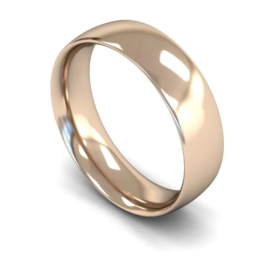 18ct Rose Gold Medium Weight Traditional Court 6mm Wedding Ring