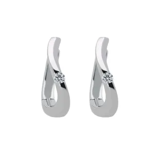 18ct White Gold 0.10ct Diamond Curved Hoop Earrings