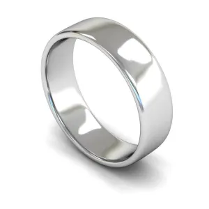 18ct White Gold Light Weight Edged Slight Court 6mm Wedding Ring