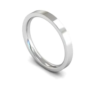 18ct White Gold Mediumweight Flat Court/Edge 2.5mm Wedding Ring