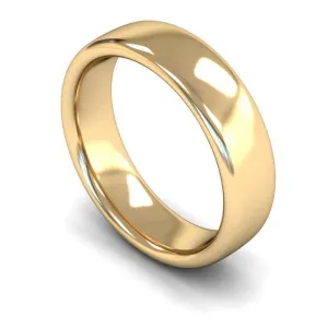 18ct Yellow Gold Heavy Weight Slight Court 6mm Wedding Ring