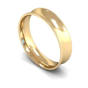 18ct Yellow Gold Light Weight Concave 5mm Wedding Ring