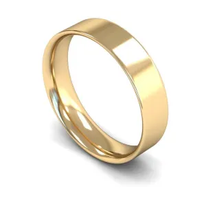 18ct Yellow Gold Light Weight Flat Court 5mm Wedding Ring