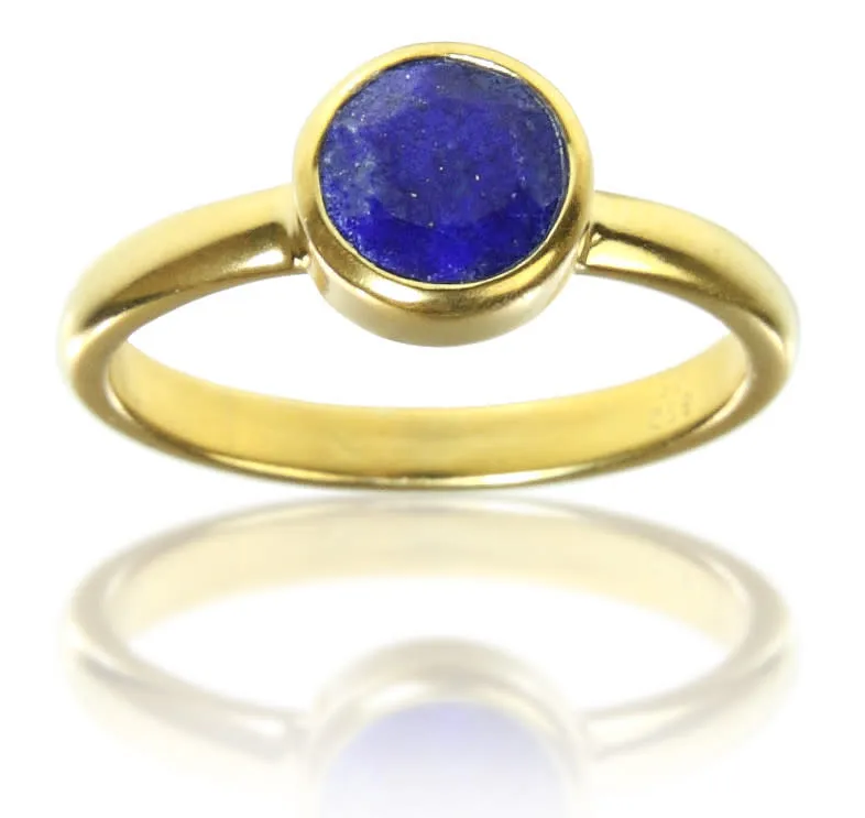 18K Gold Plated Stackable Jaipuri Circle Ring Lapis Lazuli