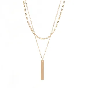 2 Layer Necklace with Bar charm